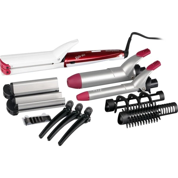 Nouveau ✨ BaByliss MS22E Brosse Soufflante Et Fer à Lisser Fer à Friser À Chaleur Rouge, Argent 1,8 M, Multistyler ????
