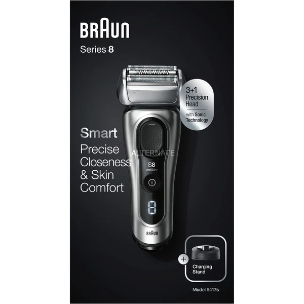 Remise ???? Braun Series 8 8417S Rasoir Pour Homme Rasoir à Grille Tondeuse Noir, Argent ???? – Image 2