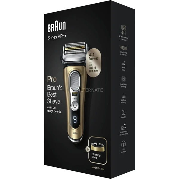Meilleur prix ⌛ Braun Series 9 9419s Wet&Dry Rasoir à Grille Tondeuse Noir, Or ????