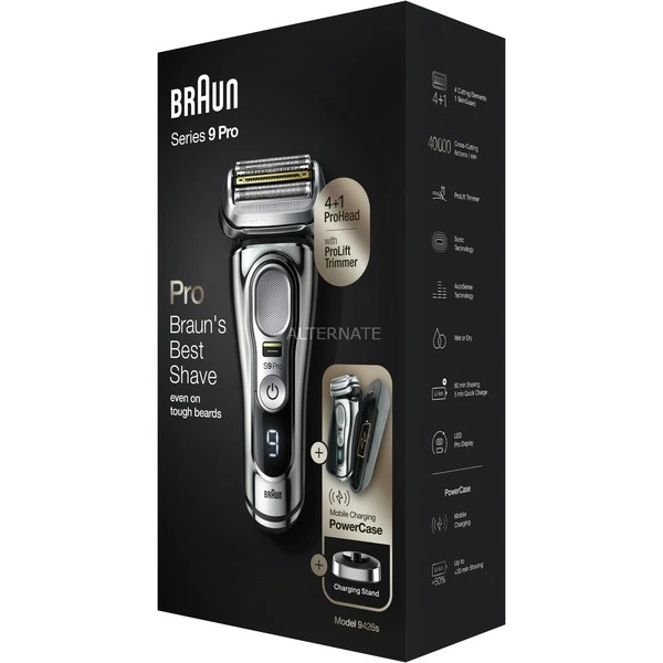 Offres ⭐ Braun Series 9 9426s Wet&Dry Rasoir à Grille Tondeuse Noir, Chrome ⭐