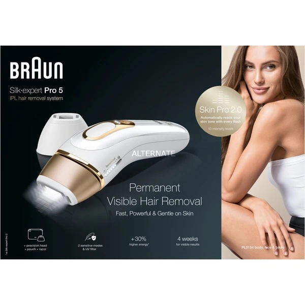 Le moins cher ???? Braun Silk-expert Pro Silk Expert Pro 5 PL5154 Lumière Pulsée Or, Blanc, Dépilatoire ???? – Image 4